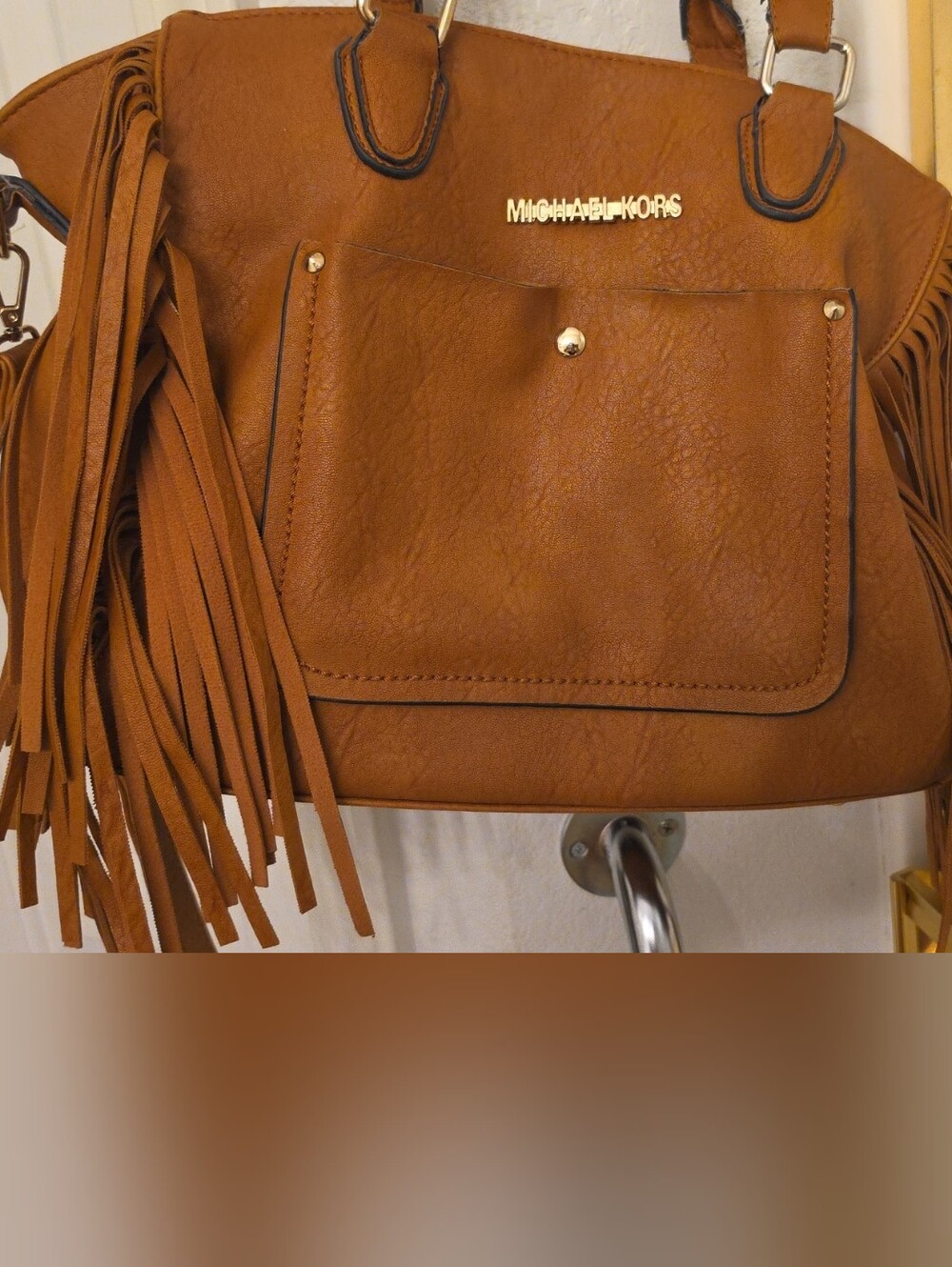 Michael Kors Cognac Leather Fringe Shoulder Bag